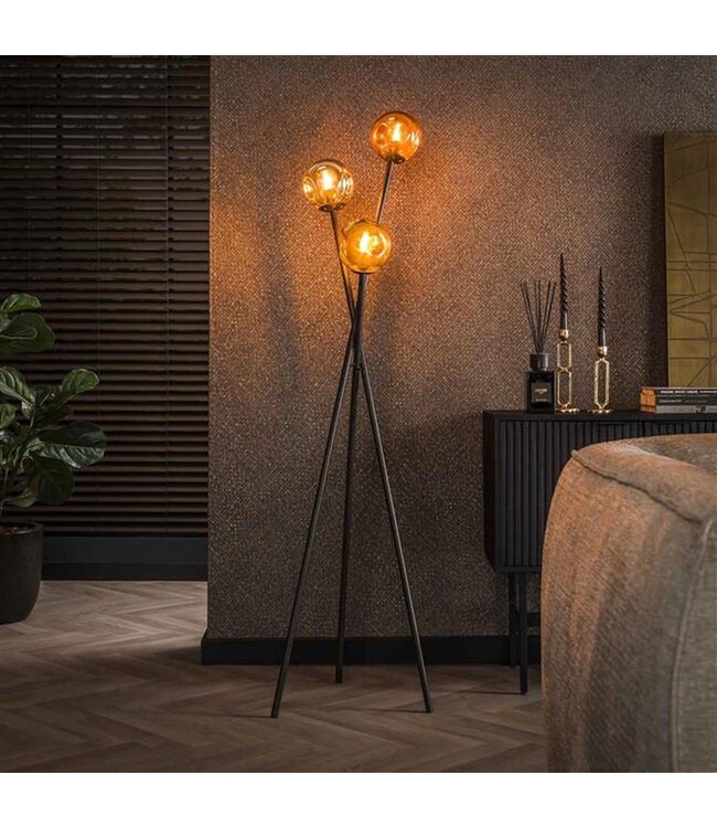 Rispens Vloerlamp Molecule 3L – Mix van chroom, goud en koper glas – 169 cm hoog