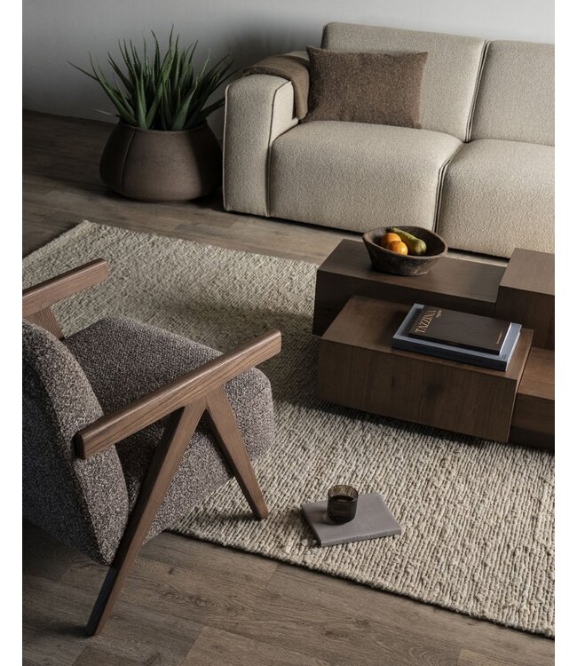 Eleonora Fauteuil Francis – Taupe Flou stof – Eleonora – Essenhout – 68x82x80 cm