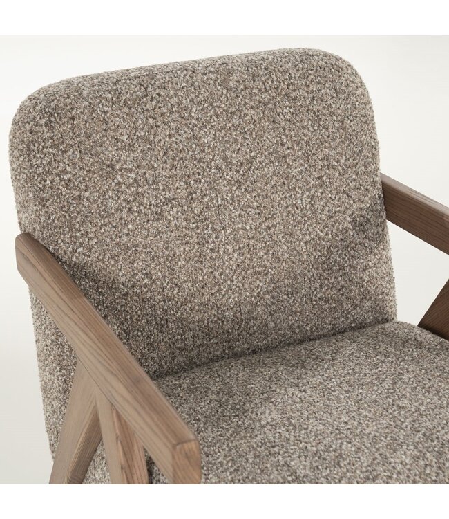 Eleonora Fauteuil Francis – Taupe Flou stof – Eleonora – Essenhout – 68x82x80 cm