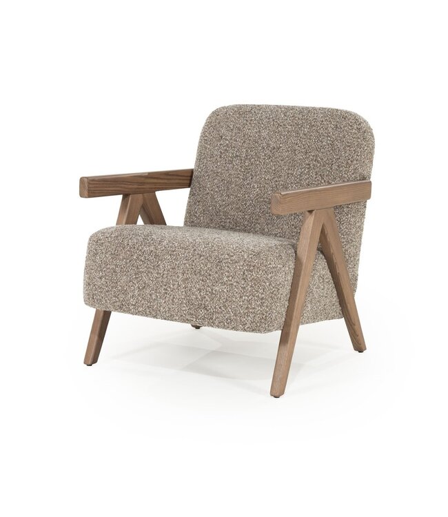 Eleonora Fauteuil Francis – Taupe Flou stof – Eleonora – Essenhout – 68x82x80 cm