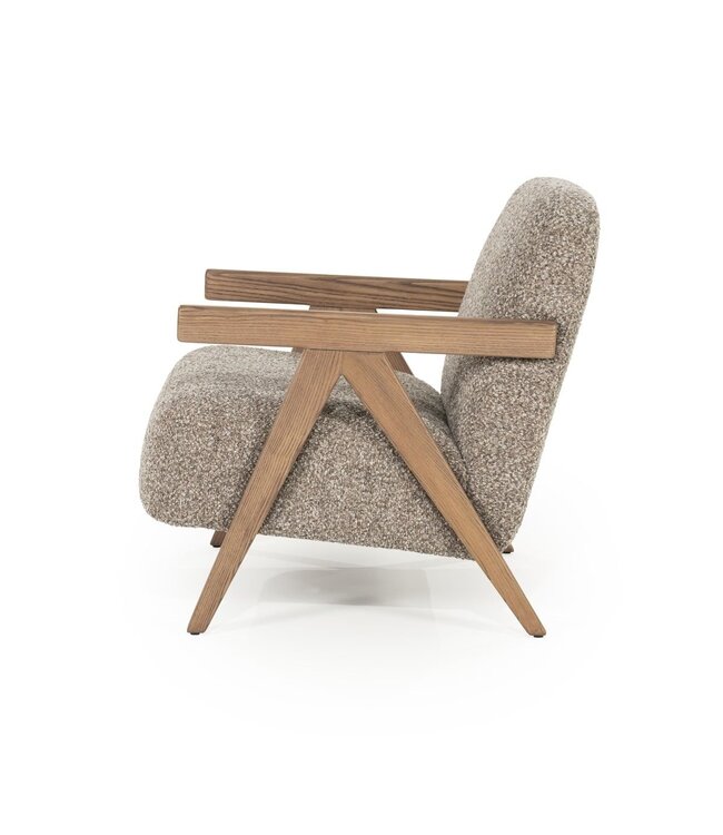 Eleonora Fauteuil Francis – Taupe Flou stof – Eleonora – Essenhout – 68x82x80 cm