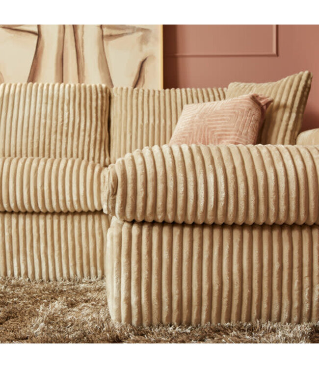 Starfurn Sofa Teddy U-bank – Beige Tilia 03 – Divan links + 2,5-zits + Lounge rechts – 372 cm breed