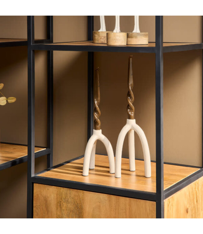 Starfurn Boekenkast Denver – 55 cm – Starfurn – 1 deur – Mangohout met zwart metalen frame