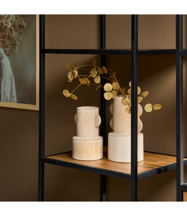 Starfurn Boekenkast Denver – 55 cm – Starfurn – 2 lades en 2 legplanken – Mangohout met zwart metaal