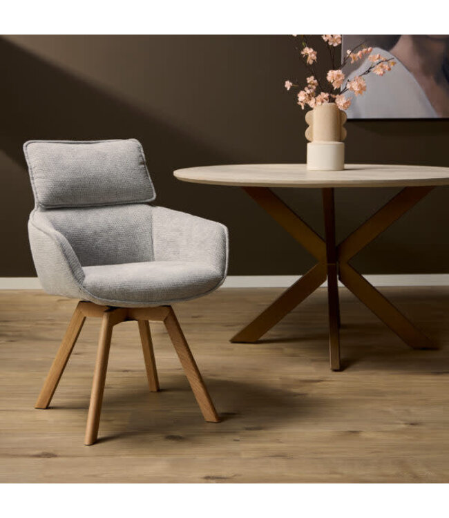 Starfurn Eetkamerstoel Jona – Taupe – Draaibaar 180° – Met Armleuningen – Moderne Look
