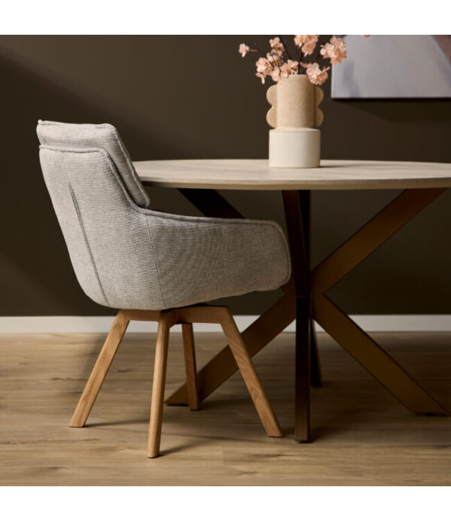 Starfurn Eetkamerstoel Jona – Taupe – Draaibaar 180° – Met Armleuningen – Moderne Look
