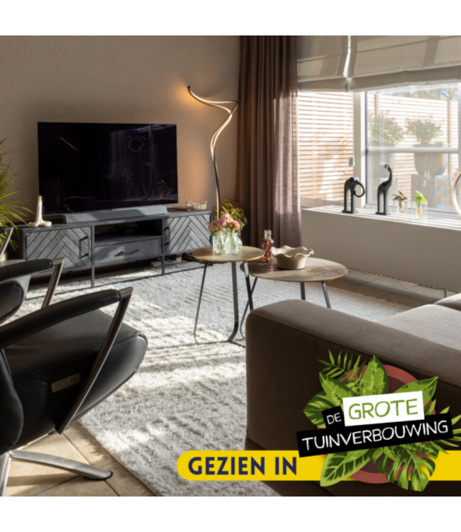 Starfurn Salontafel Kate – Rond 60 cm – Aluminium & IJzer – Antiek Goud/Zwart