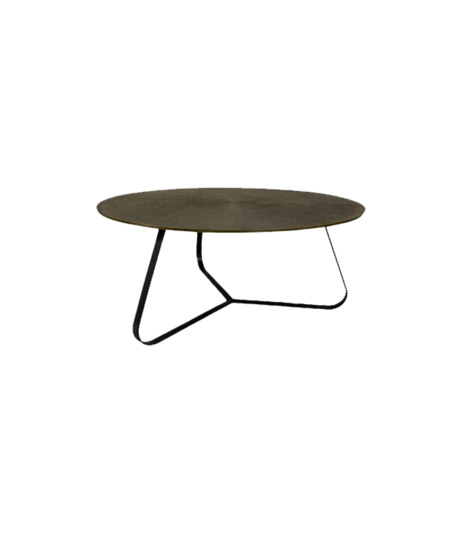 Starfurn Salontafel Kate – Rond 80 cm – Aluminium & IJzer – Antiek Goud/Zwart