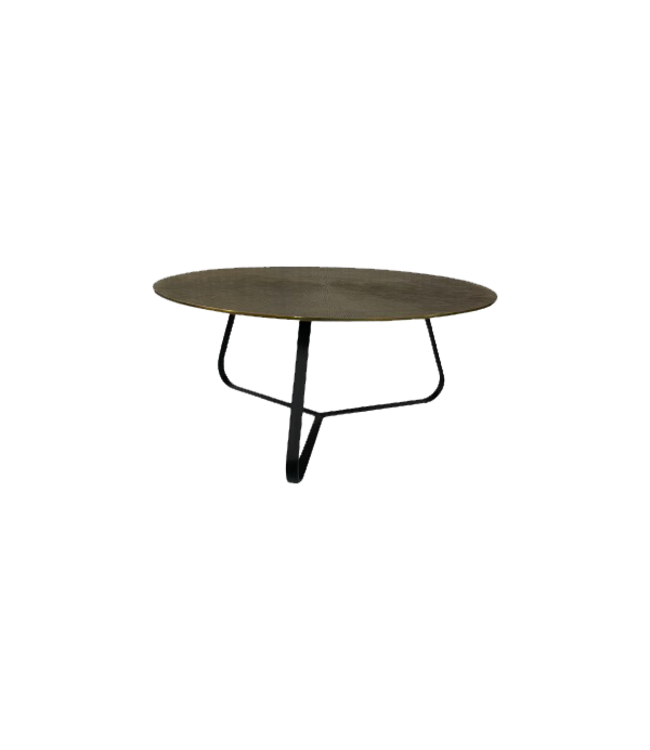 Starfurn Salontafel Kate – Rond 80 cm – Aluminium & IJzer – Antiek Goud/Zwart