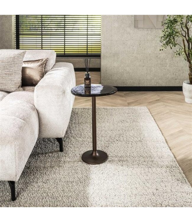 Rispens Bijzettafel Eclipse Hoog – Glas & Metaal – Antiek Koper – 60 cm