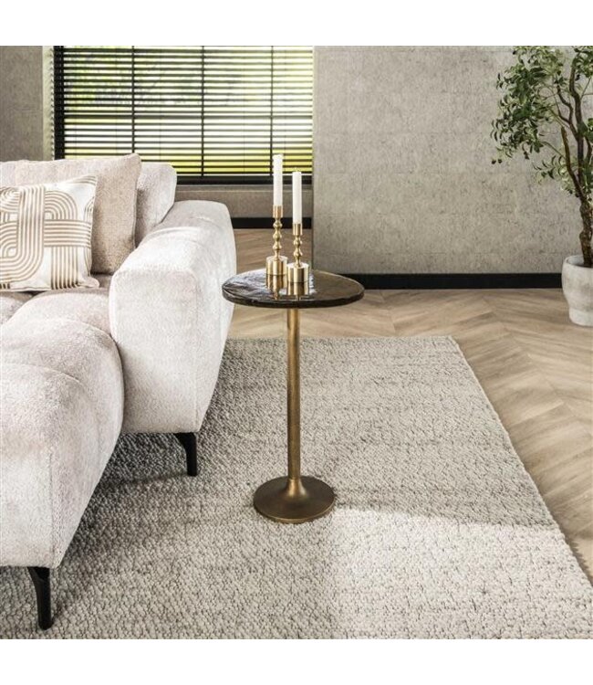 Rispens Bijzettafel Eclipse Hoog – Glas & Metaal – Antiek Goud – 60 cm