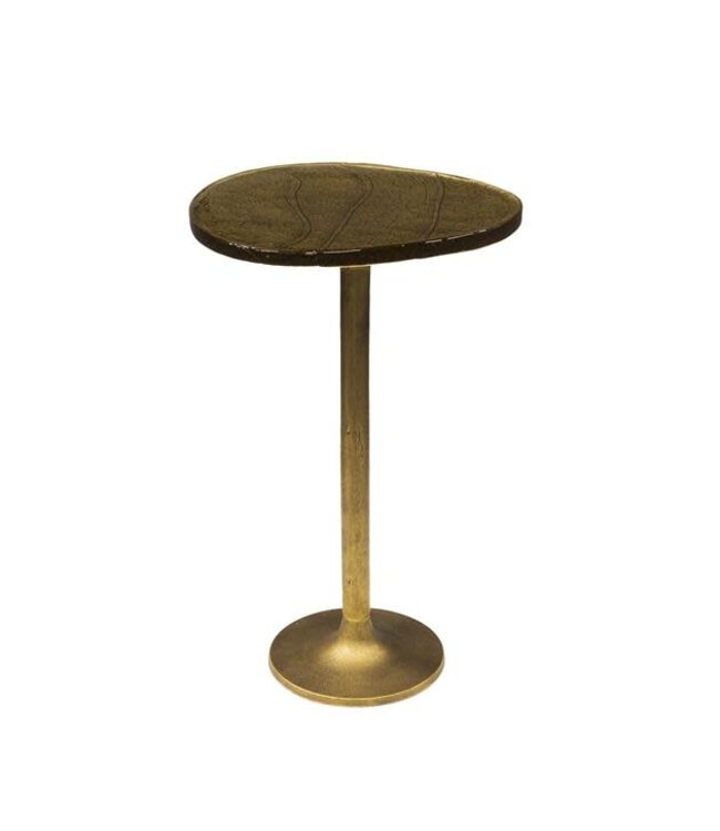 Rispens Bijzettafel Eclipse Hoog – Glas & Metaal – Antiek Goud – 60 cm