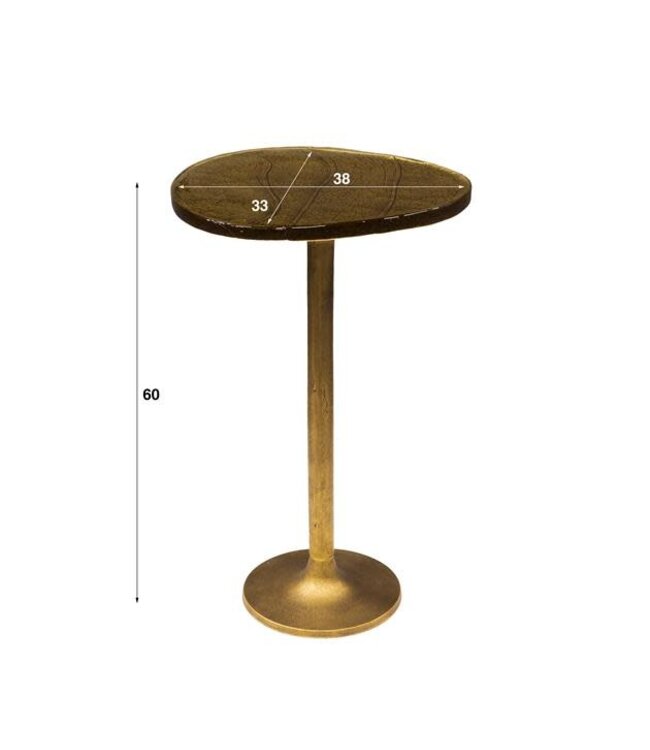 Rispens Bijzettafel Eclipse Hoog – Glas & Metaal – Antiek Goud – 60 cm