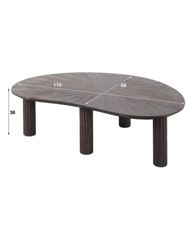 Rispens Salontafel Maya Teak – Niervormig – 110 cm – Massief Teakhout Espresso