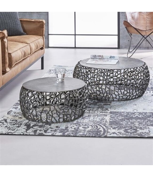 Rispens Salontafel Maze – Set van 2 – Zwart Nikkel – Zandgegoten Aluminium