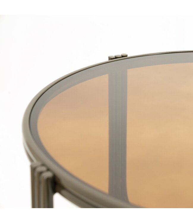 By-Boo By-Boo Coffee Table Groovy – Brown – Ø63 cm – Ijzer & Glas – Gecoate Afwerking