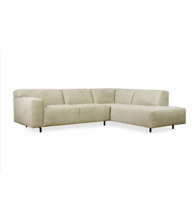 Rispens Hoekbank Pieter – 2,5-zits met lounge – Stof Movie 109 – Zwart metalen poten