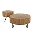 Rispens Salontafel Wave – Rond – Set van 2 – Massief Mangohout – Zandkleurige Finish