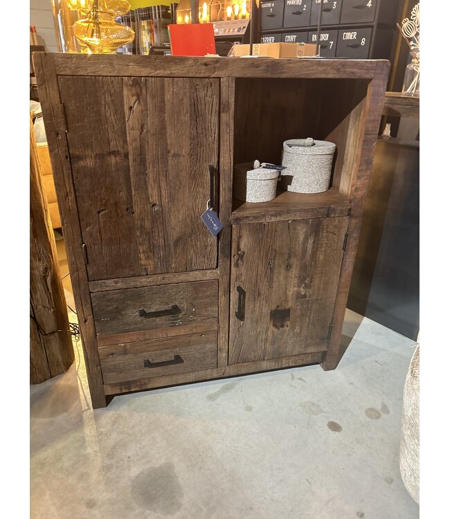 Rispens Kabinet Brent – 100x40x120 cm – Massief Reclaimed Wood – Industrieel