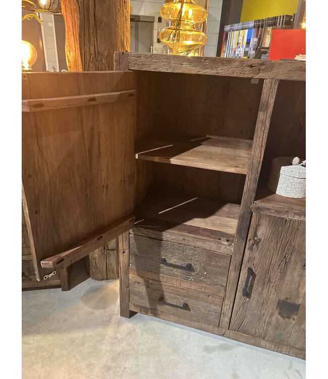 Rispens Kabinet Brent – 100x40x120 cm – Massief Reclaimed Wood – Industrieel
