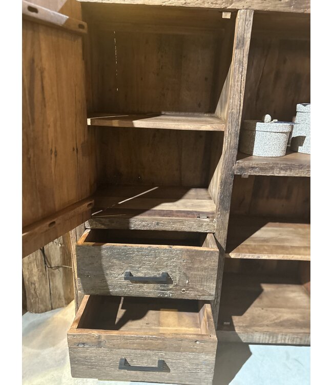 Rispens Kabinet Brent – 100x40x120 cm – Massief Reclaimed Wood – Industrieel