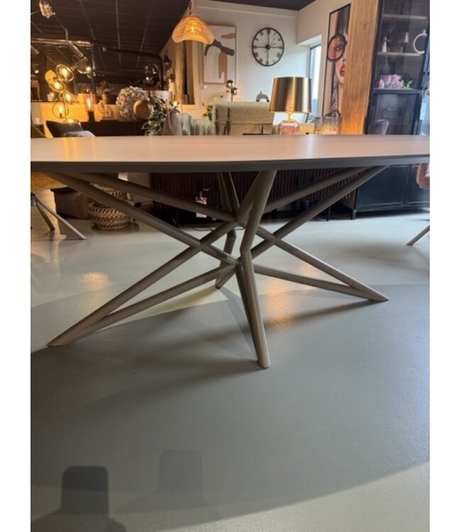 Rispens Eethoek – Ovale Tafel 240x120 cm met 6 Stoelen – Bergen Groen, Roze & Geel – Magnum Poot