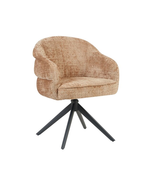 Starfurn Eetkamerstoel Bella – Cinnamon – Met Armleuning – Draaibaar met Auto-Return – Poot Zwart