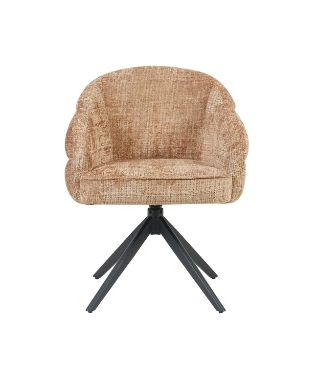 Starfurn Eetkamerstoel Bella – Cinnamon – Met Armleuning – Draaibaar met Auto-Return – Poot Zwart