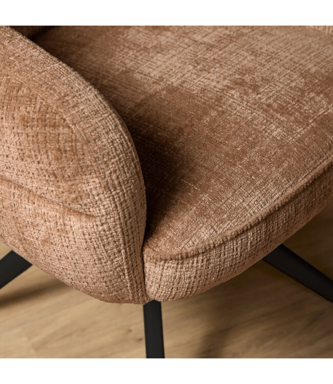 Starfurn Eetkamerstoel Bella – Cinnamon – Met Armleuning – Draaibaar met Auto-Return – Poot Zwart