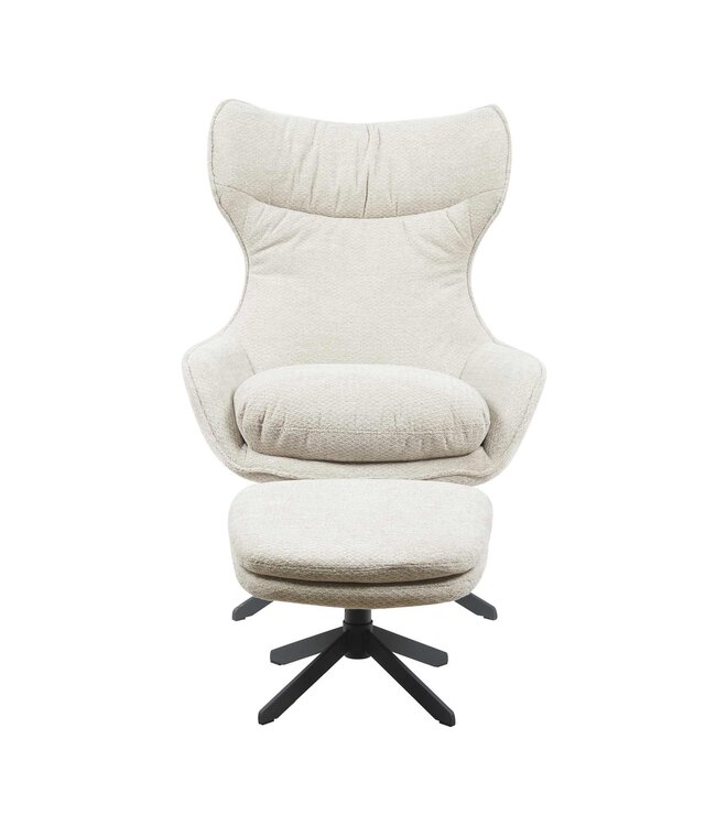 Starfurn Fauteuil Olivia – Taupe – Inclusief Voetenbankje – Draaibaar Onderstel – Retro Bliss