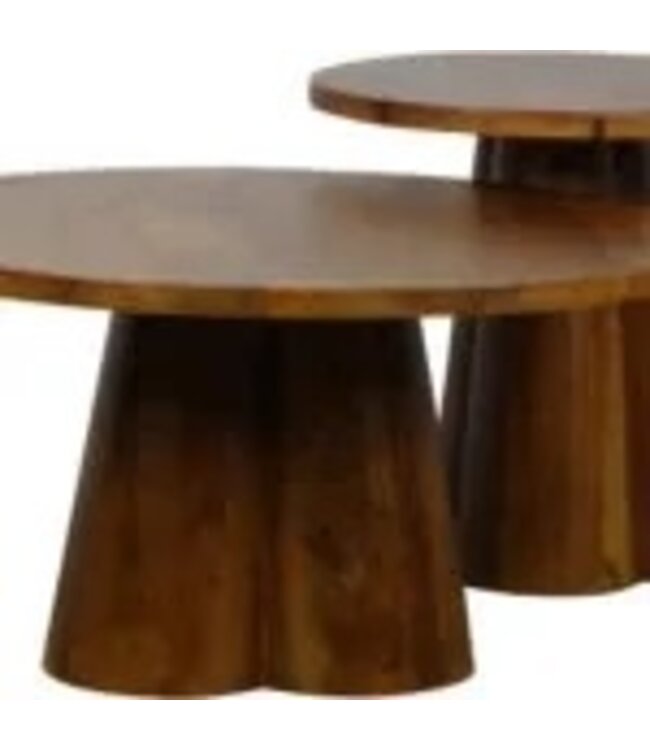 Rispens Salontafel Alan – Set van 2 – Rond – Bruin – Modern Design