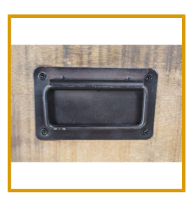 Rispens Salontafel 90 x90 cm met metalen schuifdeur en 1 lade.