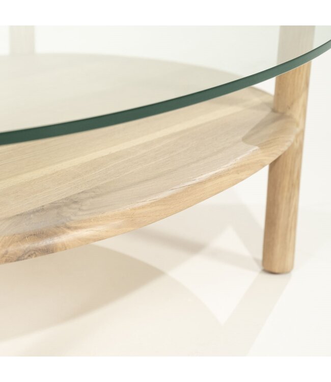 Eleonora Salontafel Cleo – 101,5x73 cm – Naturel – Eikenhout & Glas