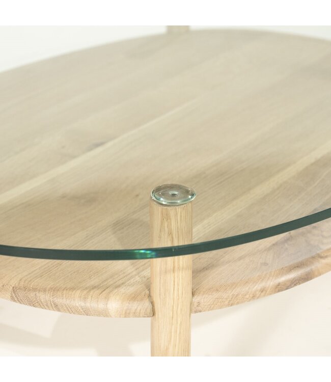 Eleonora Salontafel Cleo – 101,5x73 cm – Naturel – Eikenhout & Glas