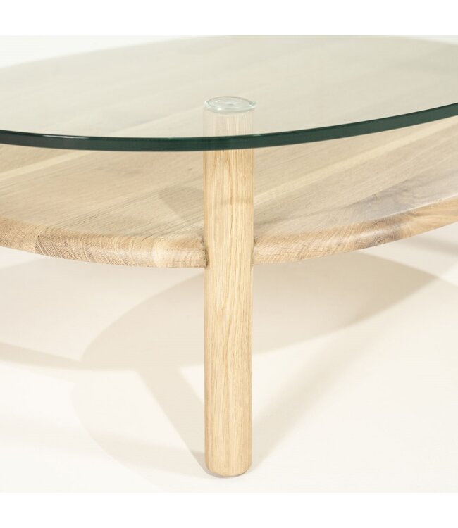 Eleonora Salontafel Cleo – 101,5x73 cm – Naturel – Eikenhout & Glas