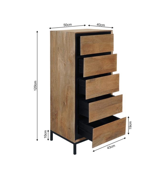 Starfurn Ladekast RichWood – 50 cm – Naturel Mangohout – Starfurn STF-3511