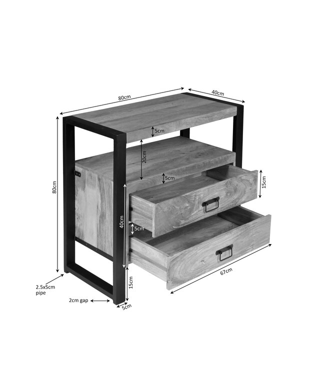 Starfurn Britt Ladekast – 80 cm – Naturel Mangohout – Starfurn STF-4632