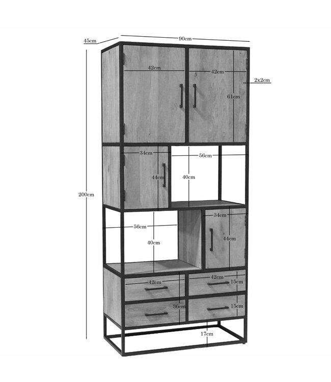 Starfurn Vakkenkast Dakota – 90 cm – Naturel Mangohout – Starfurn STF-3103