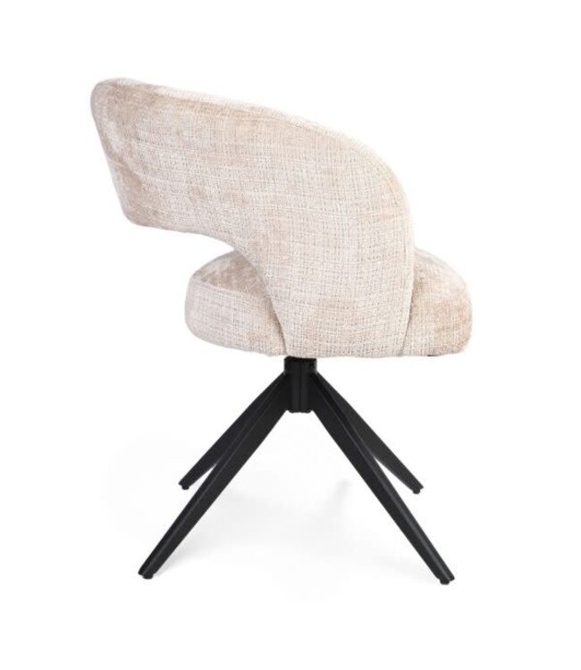 Starfurn Starfurn Demi eetkamerstoel met arm beige draaibaar – zwart metalen poot