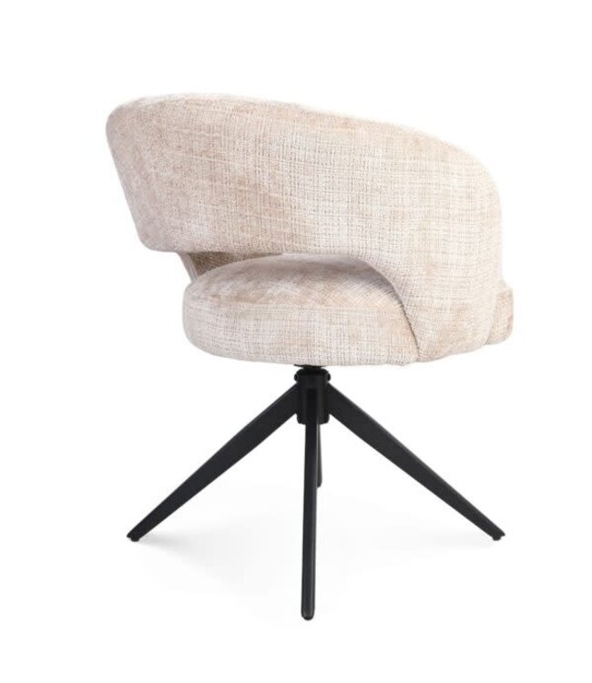 Starfurn Starfurn Demi eetkamerstoel met arm beige draaibaar – zwart metalen poot