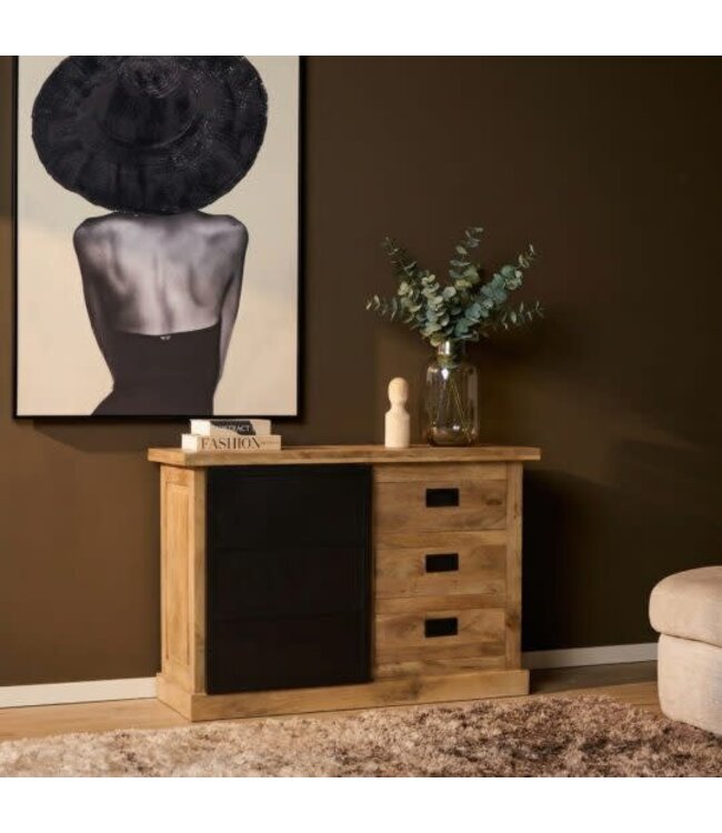 Starfurn Ladekast Noa naturel mangohout 100 cm – met deur en lades