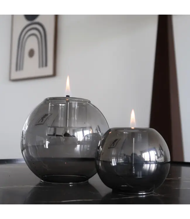 Tenderflame Globus Candle 15 Graphite Ø15 cm – glazen tafelvuur