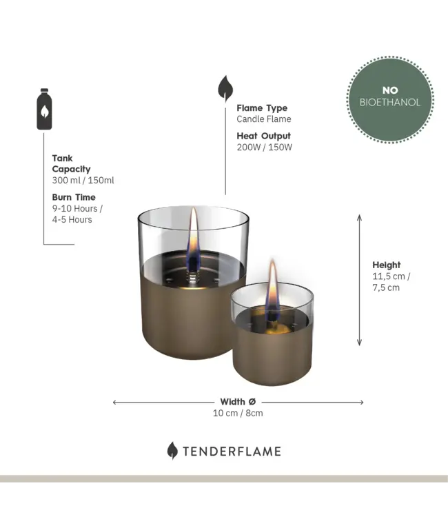 Tenderflame Lilly 8 & 10 duo pack Chocolate – tafelvuur set