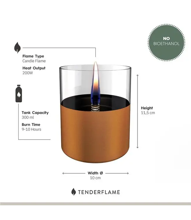 Tenderflame Lilly 10 Copper + Tenderfuel Ø10 cm – tafelvuur set