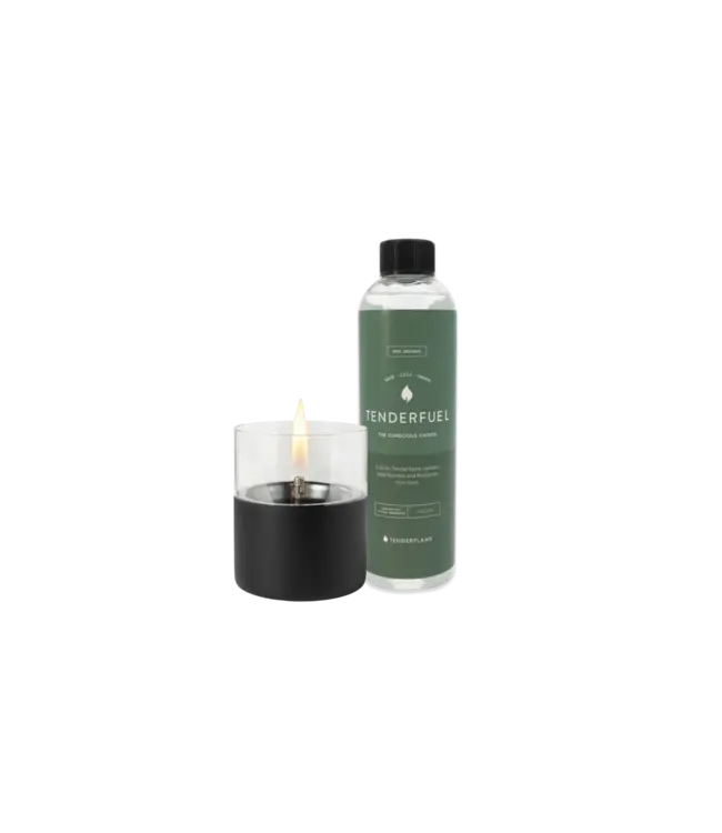 Tenderflame Lilly 10 Black + Tenderfuel giftset Ø10 cm – tafelvuur