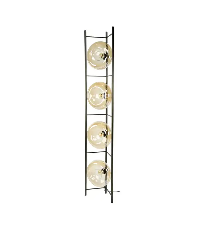 Rispens Soll vloerlamp 4L amber glas 168 cm – bronze metalen frame