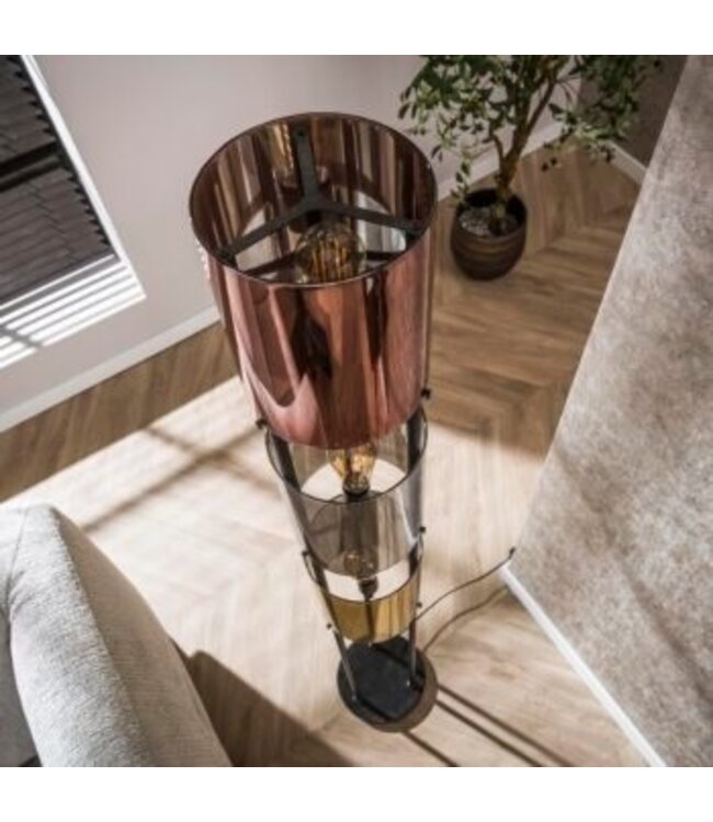 Rispens Lucente Tricolore vloerlamp 3L artic zwart 175 cm – glas
