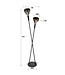 Rispens Wings vloerlamp 2L zwart 175 cm – glas koper en chroom