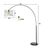 Rispens Curl booglamp 1L charcoal 192 cm – metalen vloerlamp met draadkap