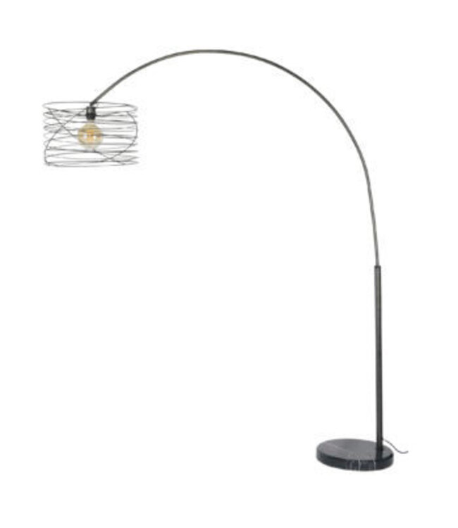 Rispens Curl booglamp 1L charcoal 192 cm – metalen vloerlamp met draadkap